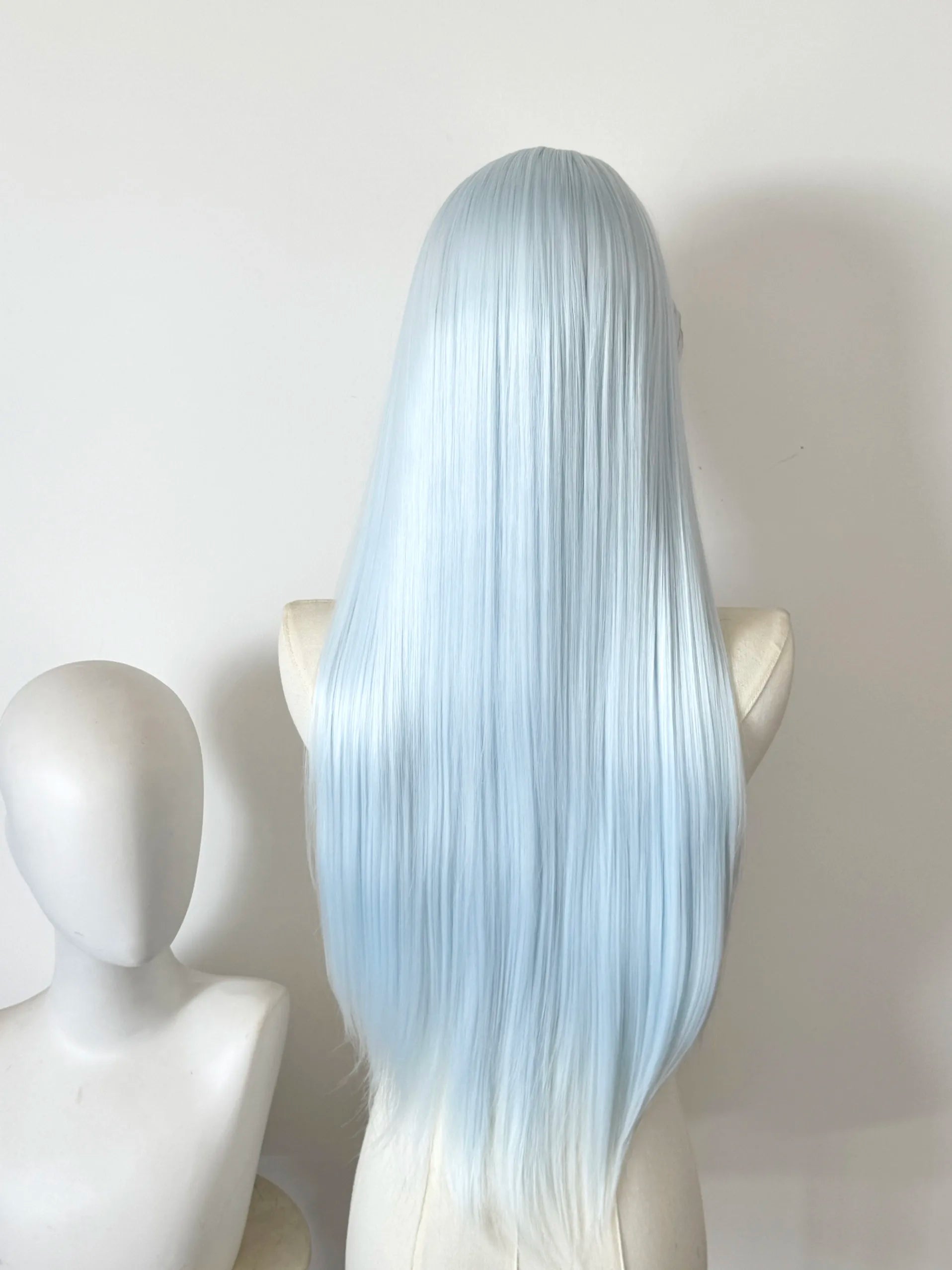 White Blue Lace Front Wig 13x4 HD 26inch Long Straight Synthetic