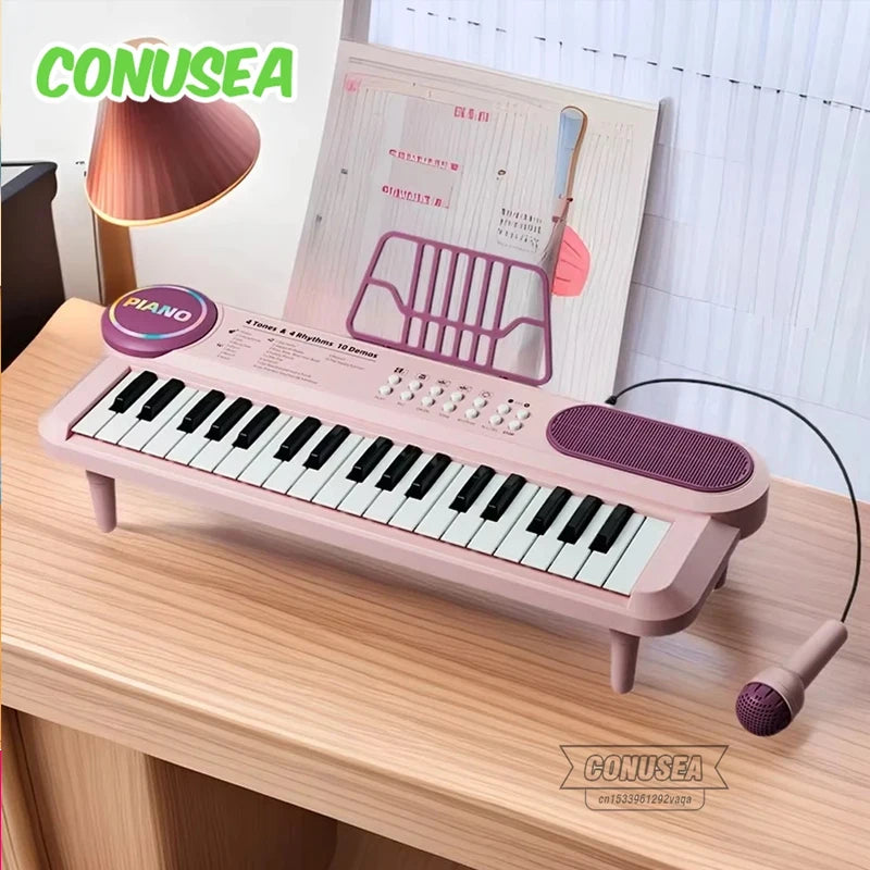 Kids Electric Piano 37 Baby Keyboard with Microphone Singing Songs Development Educational Toy Musical Instrument Games Children by Trenches of Mariana