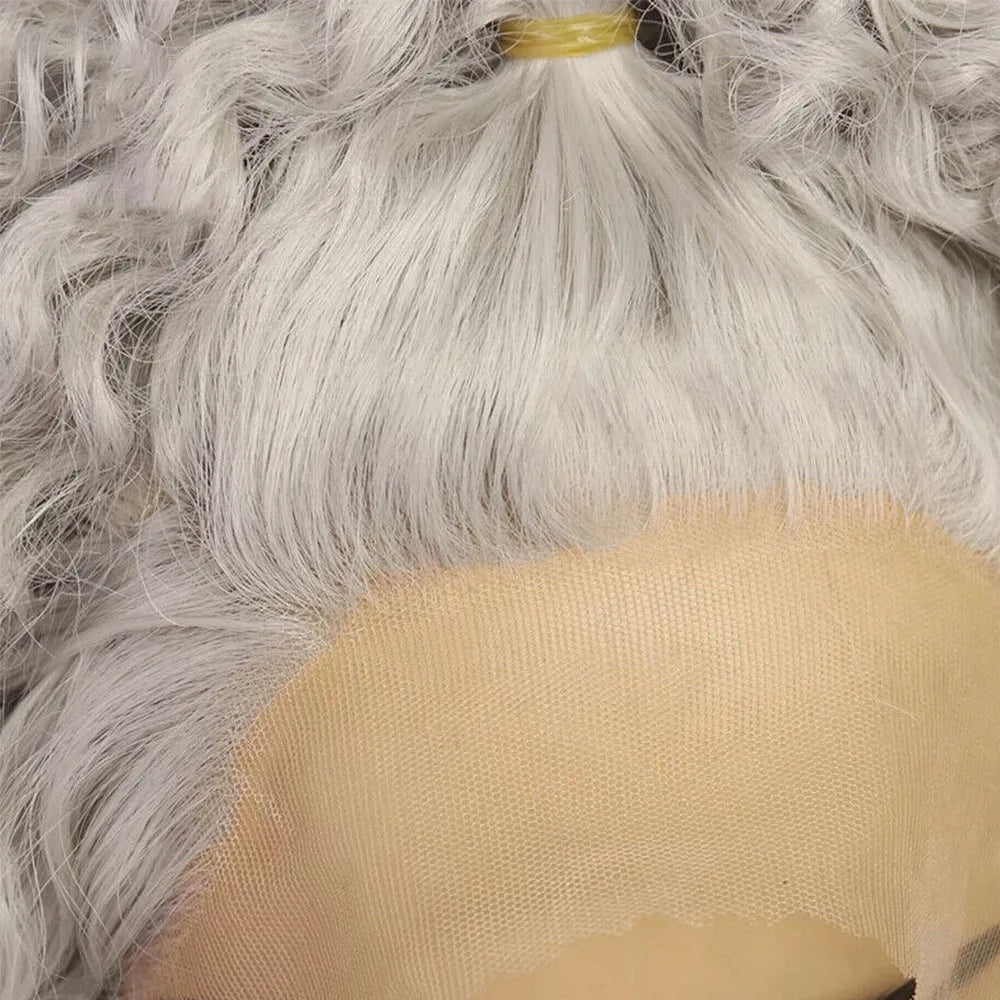 SILVER-GREY CURLY SYNTHETIC LACE FRONT WIG by Trenches of Mariana