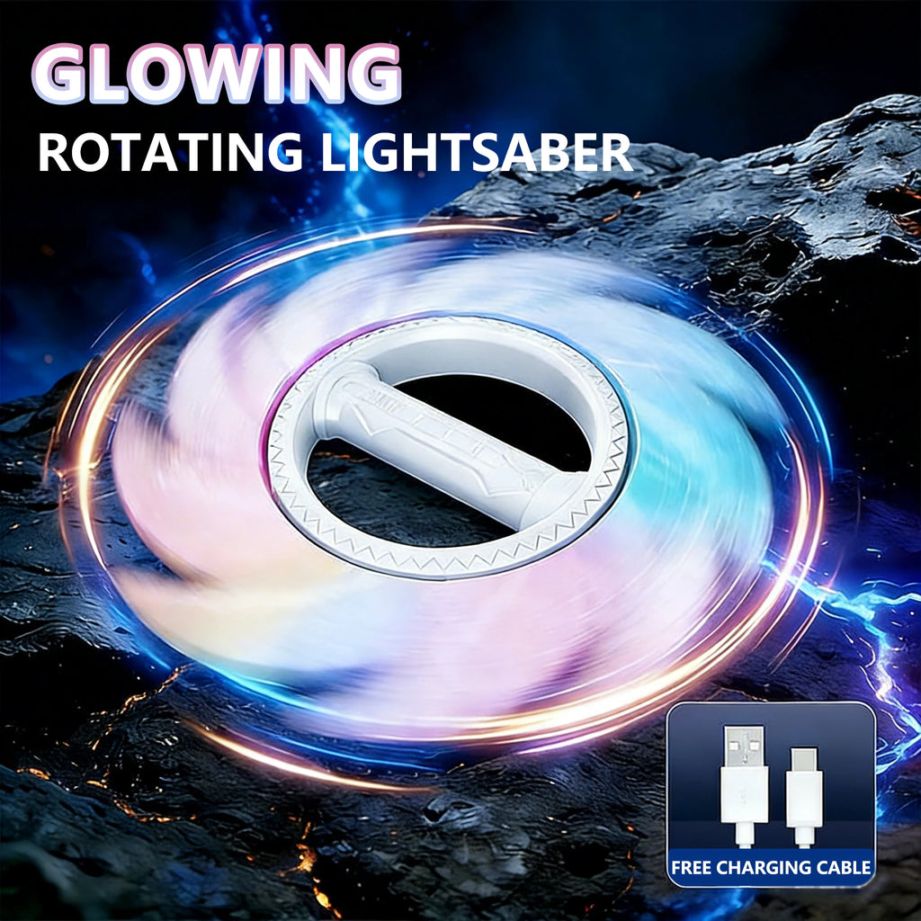 Glowing Rotating Lightsaber, Swinging and Spinning Light Saber with Cool Sound & Light Effects, Rechargeable Spinner Toy by Trenches of Mariana