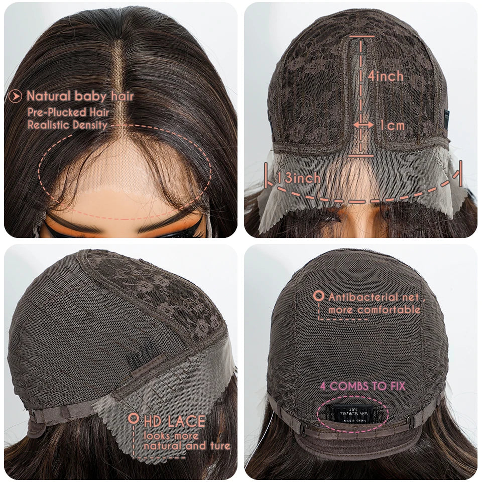 Noble Wig Synthetic Lace Front Wigs For Women Wigs Body Wave Lace Front Brown Blonde Wigs 24Inch Cosplay Lace Front Black Wig by Trenches of Mariana