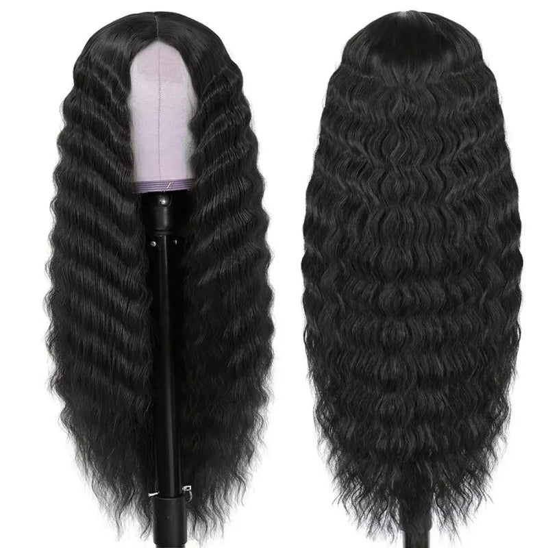 Lace Front Curly Wig Long Loose Deep Wave Synthetic Honey Blonde for Women Hair Replacement Natural Crimps Heat Resistant