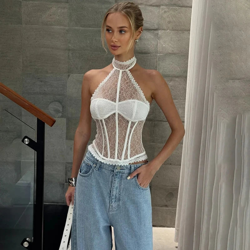 Y2K LACE CORSET TOP