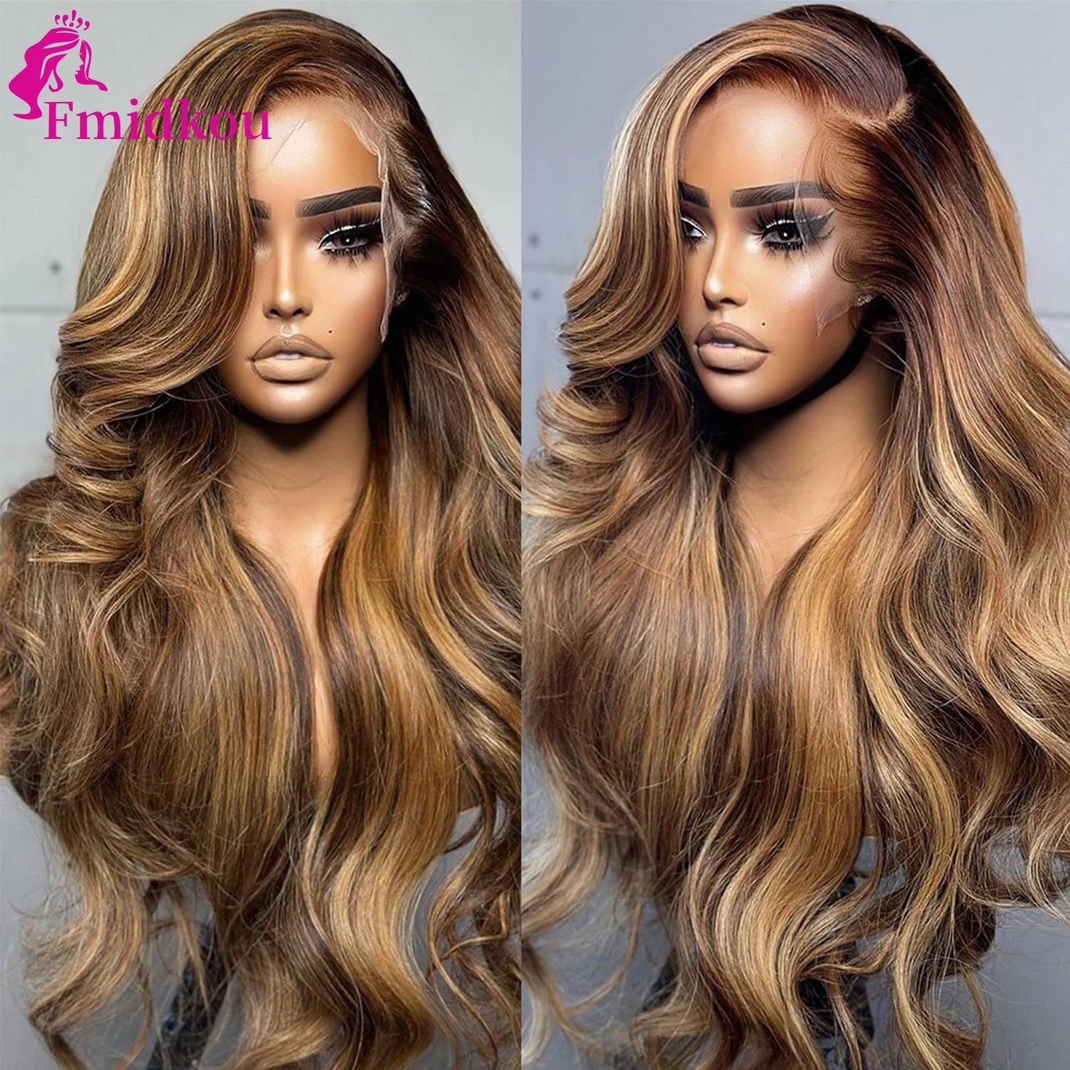 Highlight 13x6 HD Lace Frontal Human Hair Wig 4/27 Glueless Wigs Human Hair Clearance Sale Body Wave Human Hair Wigs For Woman