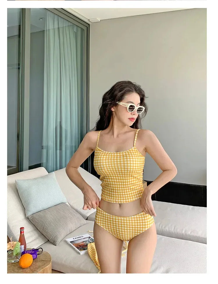4-PC CONSERVATIVE YELLOW SWIMSUIT