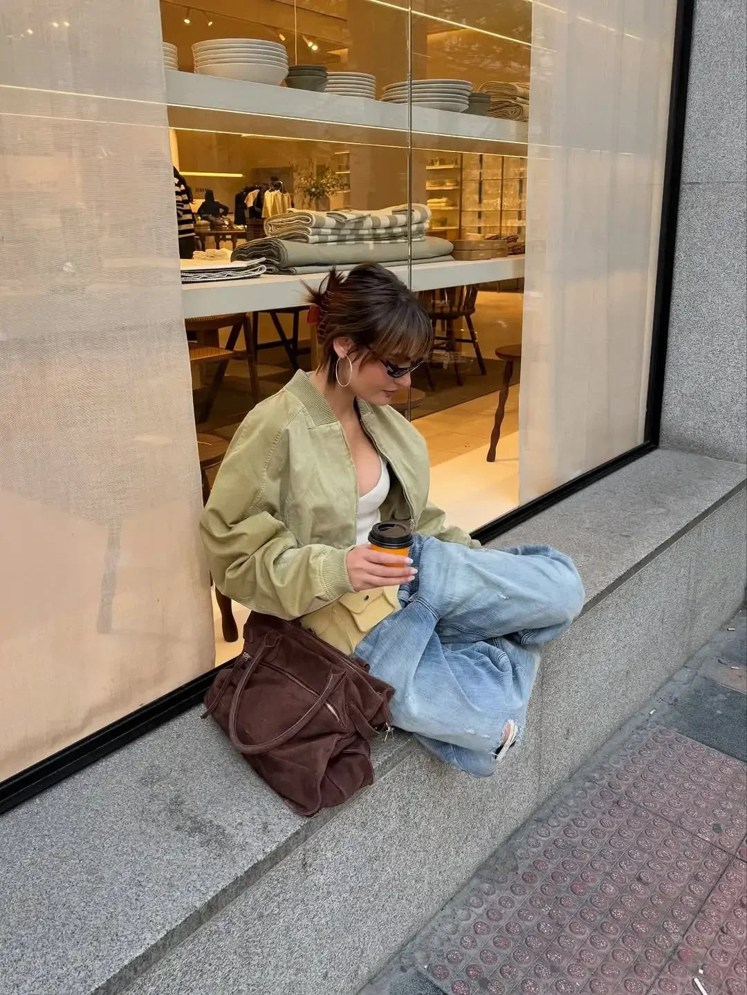 Cropped Bomber Short Jackets Women Solid Folded Hem Zipper Pockets Full Sleeves Coats Women Lady Casual Daily Street Outwear New by Trenches of Mariana