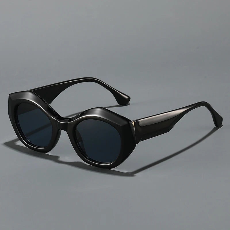 SO&EI New Polygon Cat Eye Sunglasses Men Gradient Shades UV400 Vintage Yellow Blue Women Sun Glasses by Trenches of Mariana