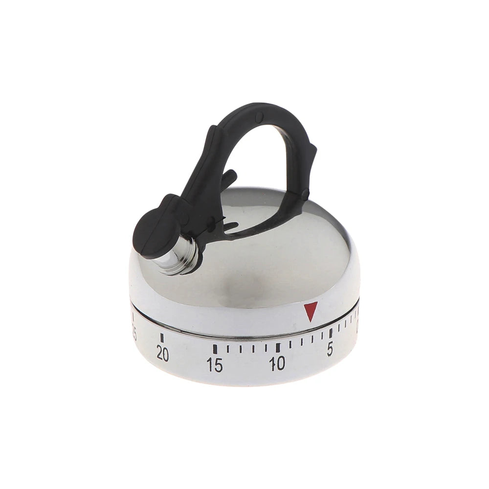 Mechanical kitchen timer from Trenches of Mariana with teapot design, ideal for cooking, baking, and kitchen time management.