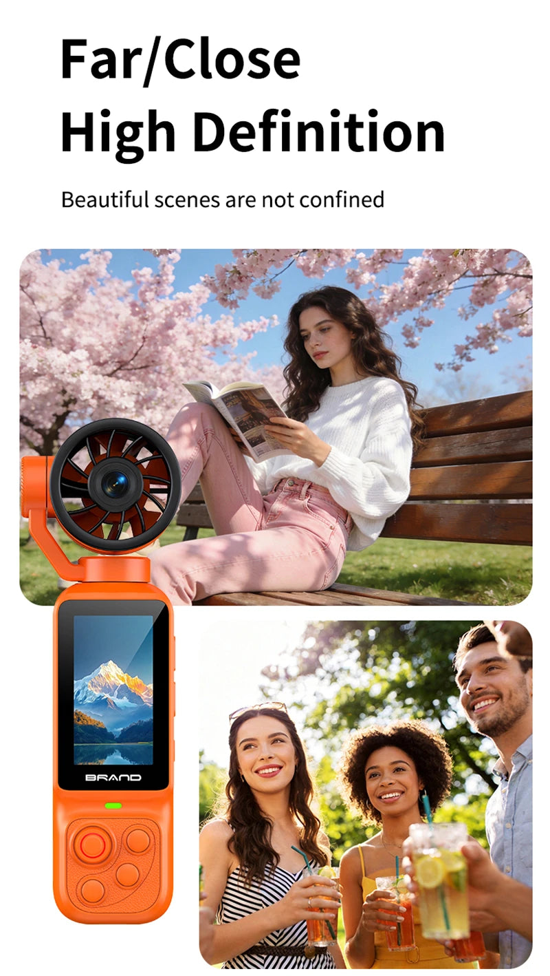 Lenovo Handheld Fan Gimbal Camera 2-in-1 With Power Display, Anti Shake Recording Lens Rotatable Handheld Gimbal Pocket Camera
