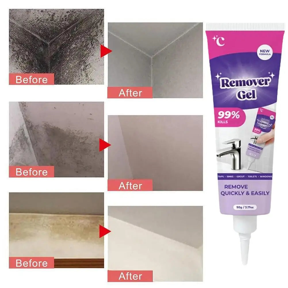 Trenches of Mariana mold remover gel cleaning a bathroom rubber ring to remove mold buildup and mildew.