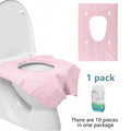 Set of 10 disposable waterproof toilet seat covers by Trenches of Mariana, portable paper mats for travel, hotel, and home bathroom use.