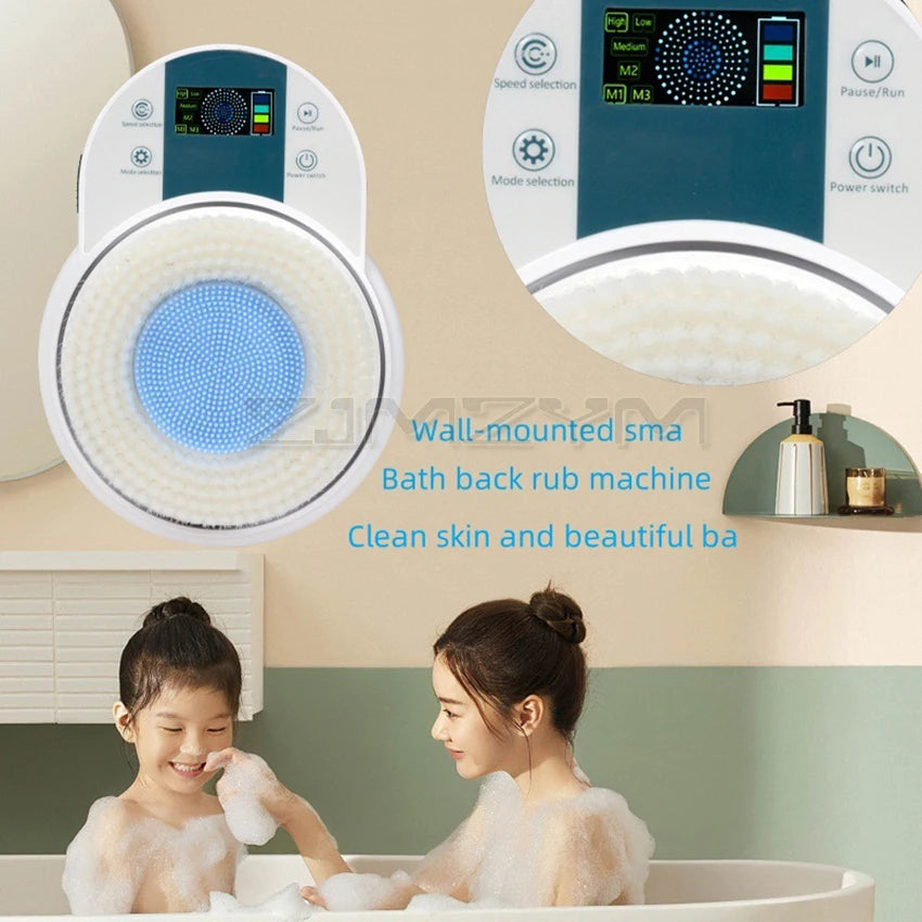 Electric Shower Brush Body Scrubber Exfoliating Massage Wall-mounted Automatic Back Rubbing Bath Shower Massage Brush by Trenches of Mariana