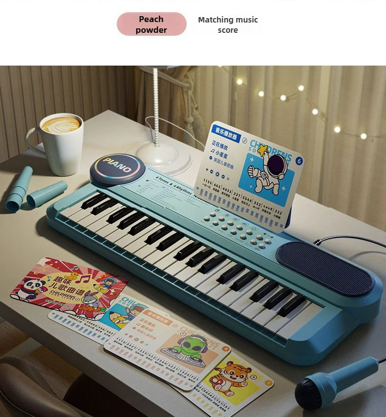 Kids Electric Piano 37 Baby Keyboard with Microphone Singing Songs Development Educational Toy Musical Instrument Games Children by Trenches of Mariana