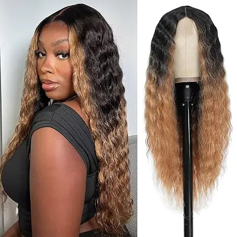 Lace Front Curly Wig Long Loose Deep Wave Synthetic Honey Blonde for Women Hair Replacement Natural Crimps Heat Resistant