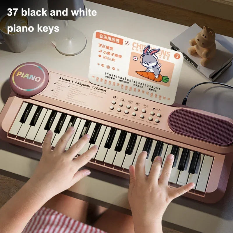 Kids Electric Piano 37 Baby Keyboard with Microphone Singing Songs Development Educational Toy Musical Instrument Games Children by Trenches of Mariana