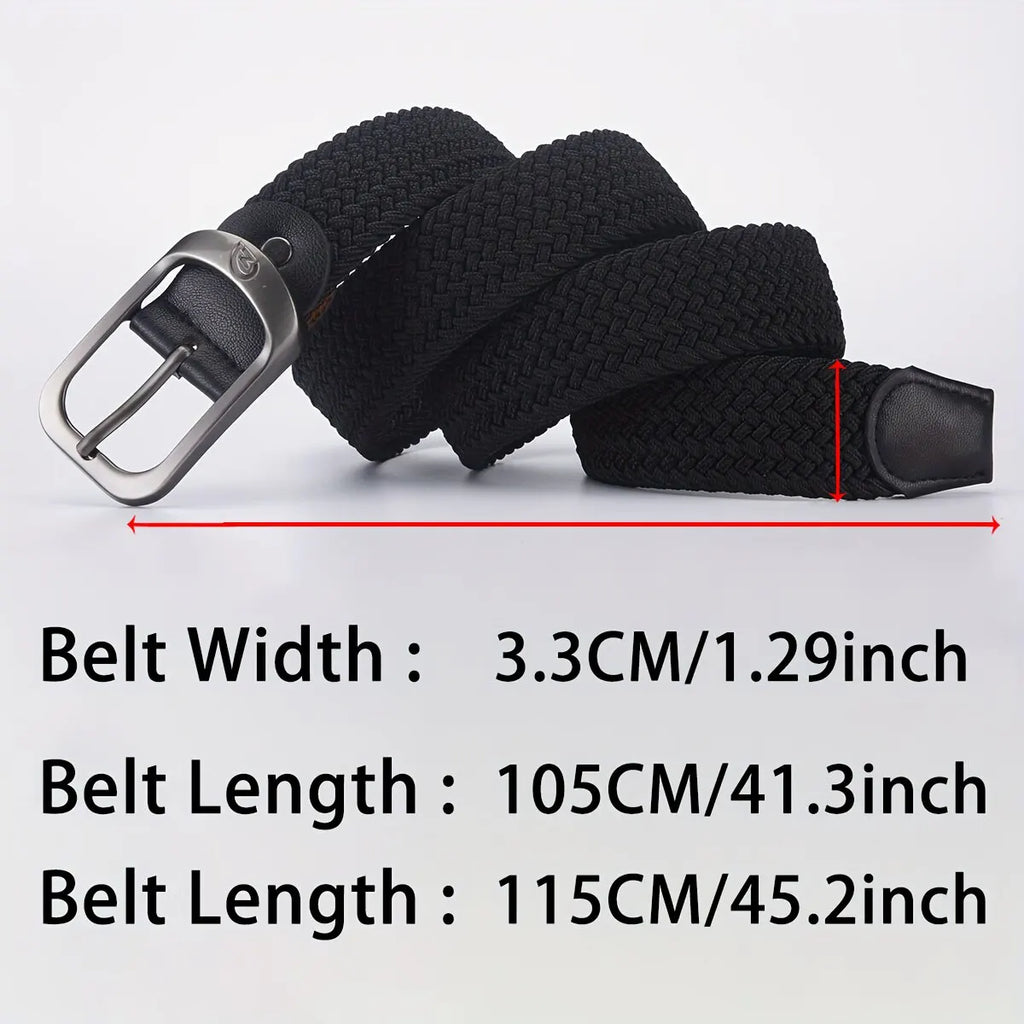 Men's casual woven elastic belt by Trenches of Mariana, suitable for outdoor sports, climbing, work, and everyday wear.
