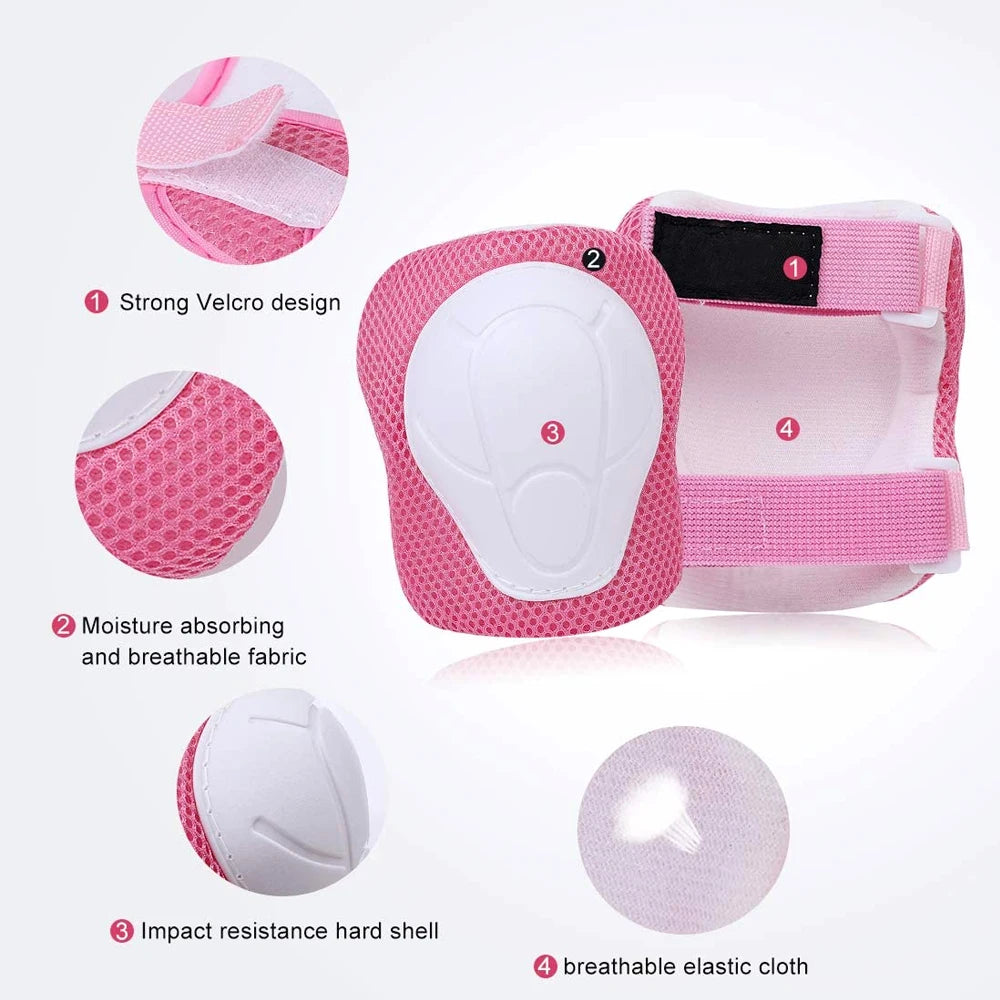 Kids Knee Pads Elbow Pads Age 3-7 Toddler Boys Girls, 6 In 1 Protective Gear Safety Set with Wrist Guard for Skating Cycling New by Trenches of Mariana
