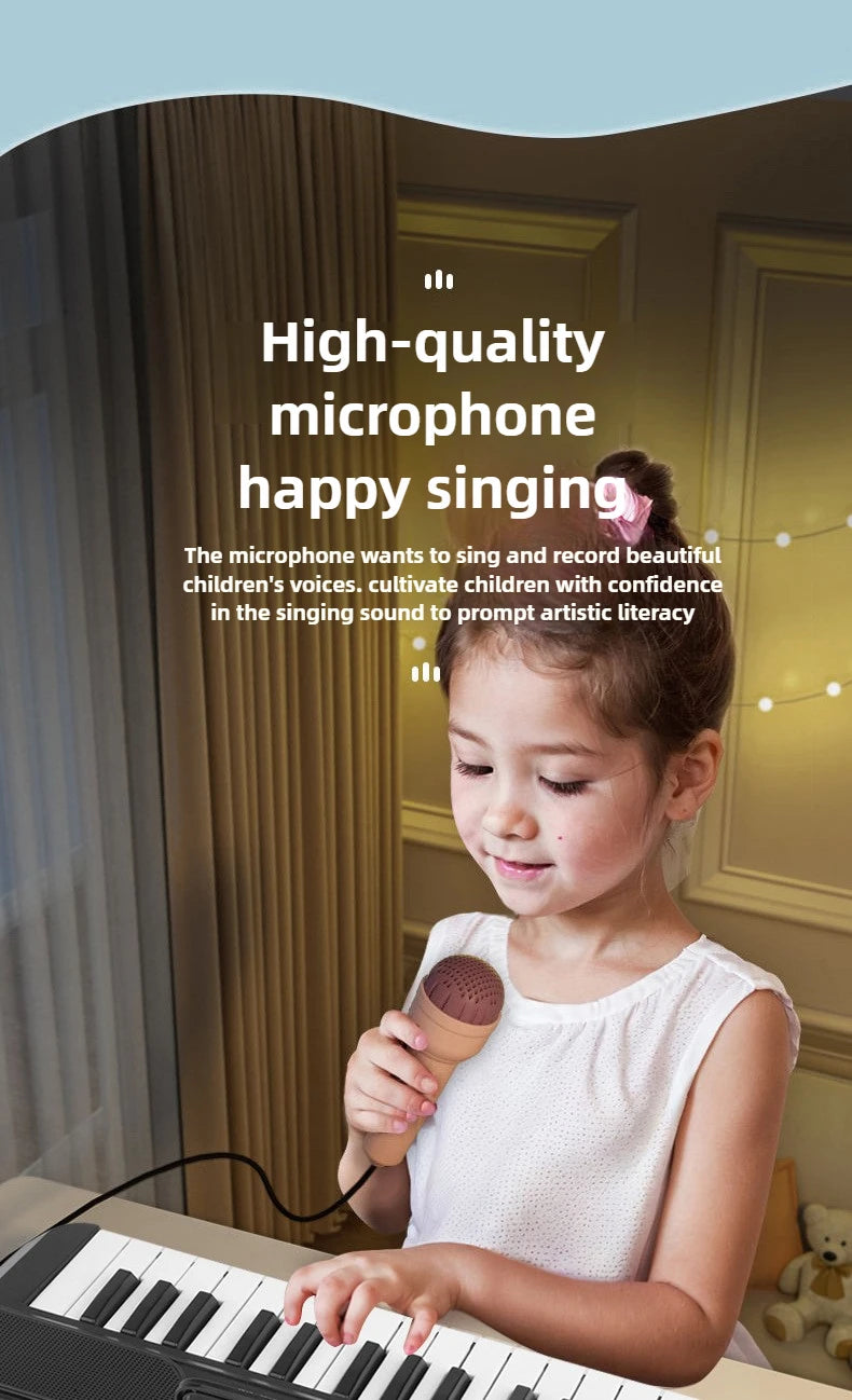 Kids Electric Piano 37 Baby Keyboard with Microphone Singing Songs Development Educational Toy Musical Instrument Games Children by Trenches of Mariana