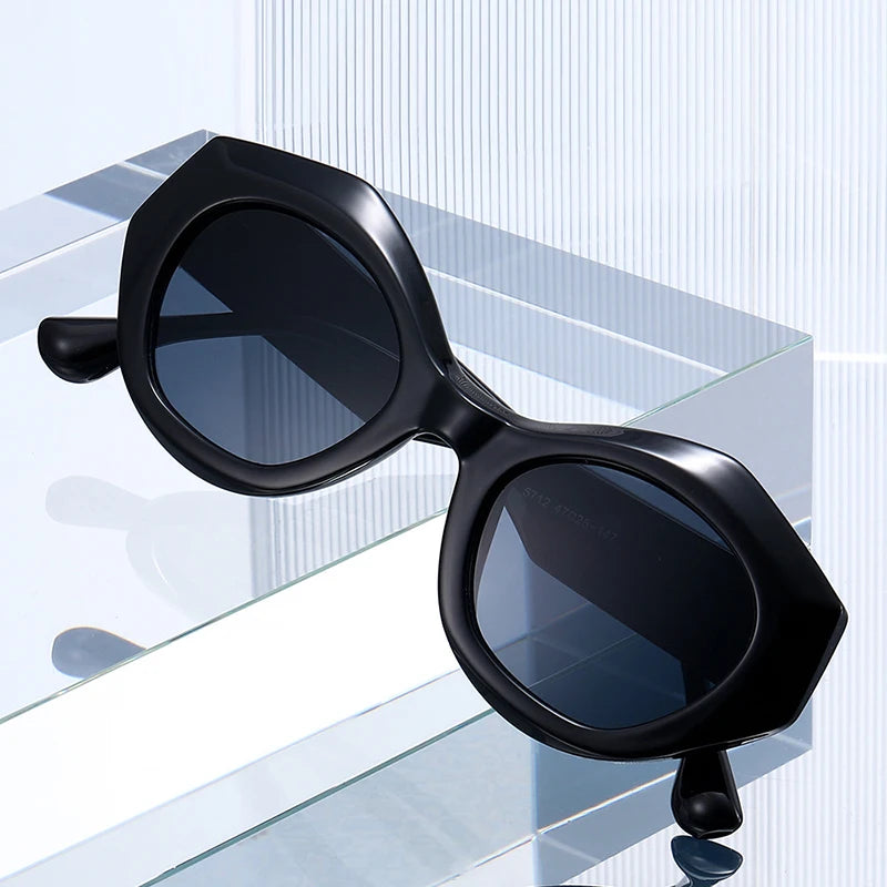 SO&EI New Polygon Cat Eye Sunglasses Men Gradient Shades UV400 Vintage Yellow Blue Women Sun Glasses by Trenches of Mariana