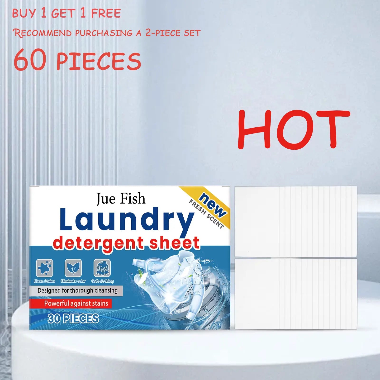 Jue Fish laundry detergent pods by Trenches of Mariana, 30-piece pack, gentle on skin with powerful stain removal for daily clothes.