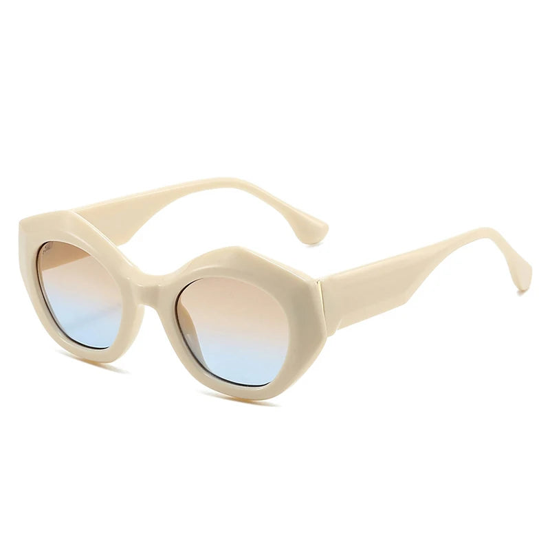 SO&EI New Polygon Cat Eye Sunglasses Men Gradient Shades UV400 Vintage Yellow Blue Women Sun Glasses by Trenches of Mariana