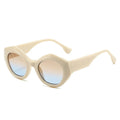 SO&EI New Polygon Cat Eye Sunglasses Men Gradient Shades UV400 Vintage Yellow Blue Women Sun Glasses by Trenches of Mariana