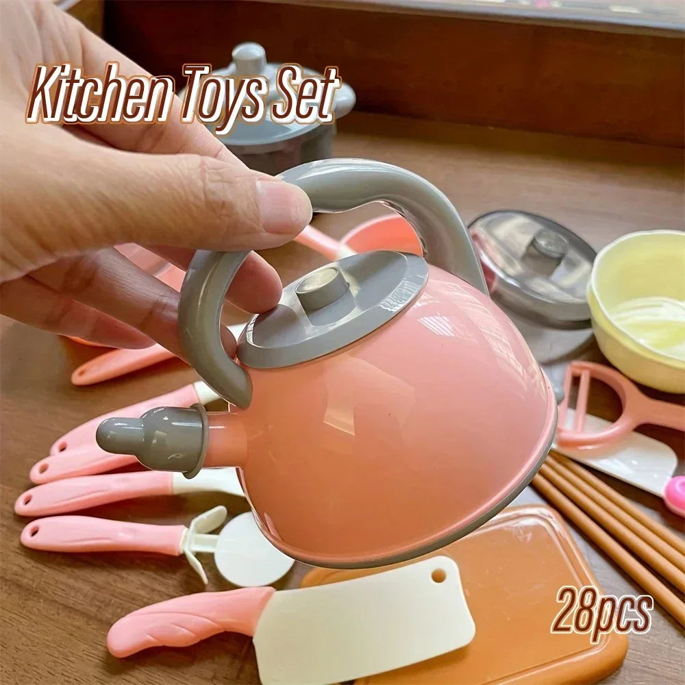 Kids Kitchen Set with Realistic Cooking Tools Creative Role Play Toys for Boys and Girls Gifts for Children's Imaginative Play by Trenches of Mariana