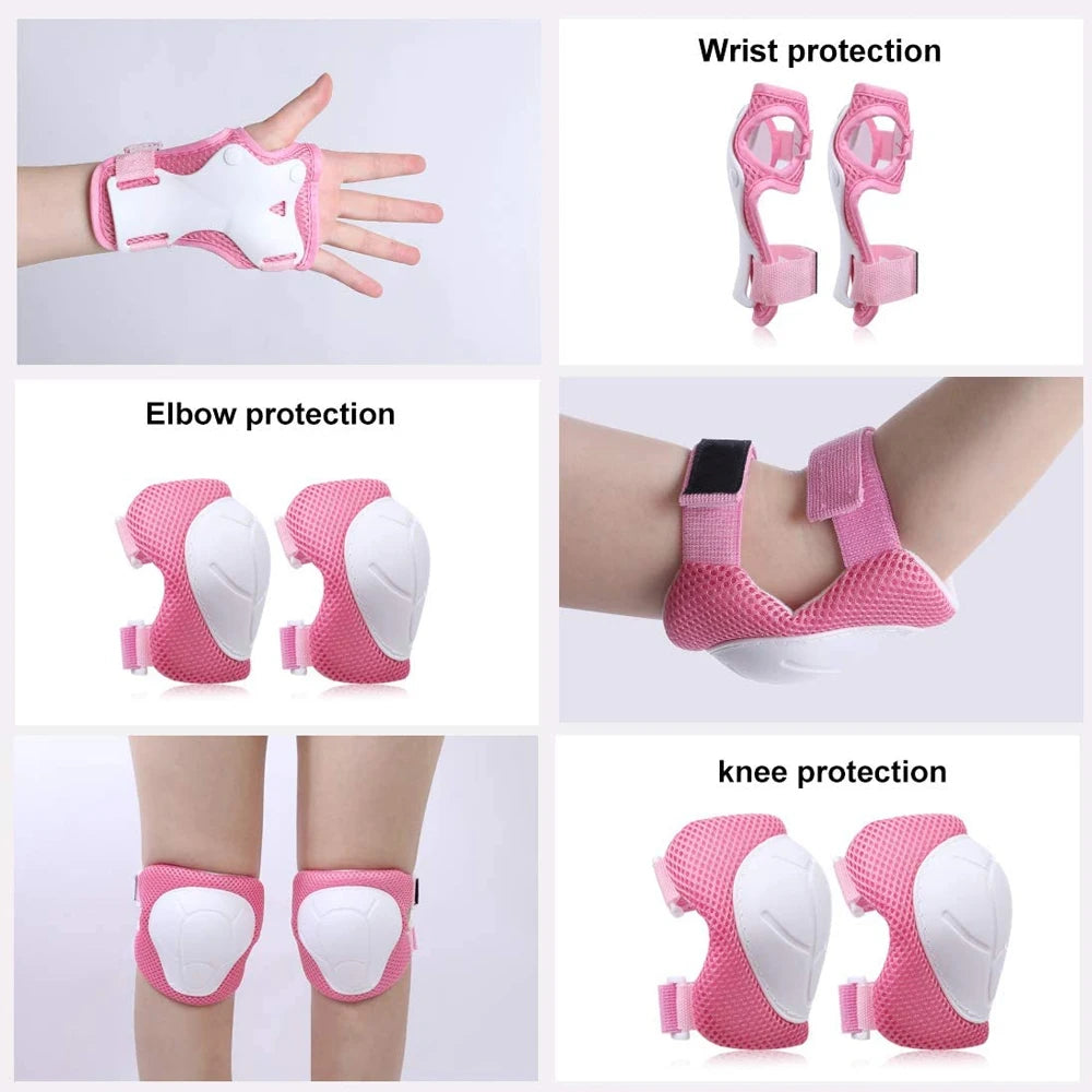 Kids Knee Pads Elbow Pads Age 3-7 Toddler Boys Girls, 6 In 1 Protective Gear Safety Set with Wrist Guard for Skating Cycling New by Trenches of Mariana
