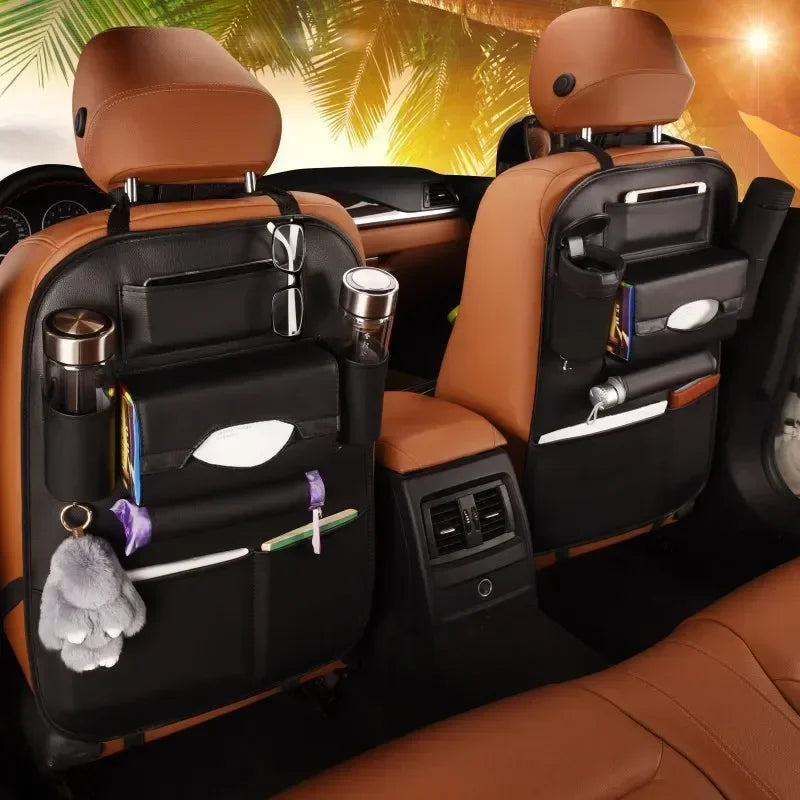 Leather Car Seat Back Organizer Multi-Pocket Storage