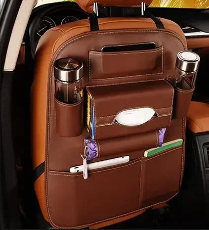 Leather Car Seat Back Organizer Multi-Pocket Storage