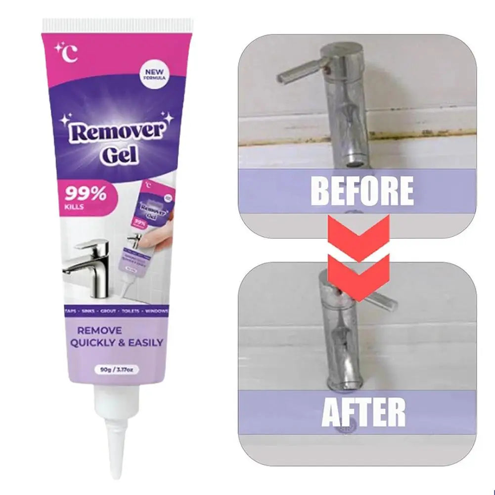 Trenches of Mariana mold remover gel cleaning a rubber ring in a washing machine for kitchen and bathroom mold removal.