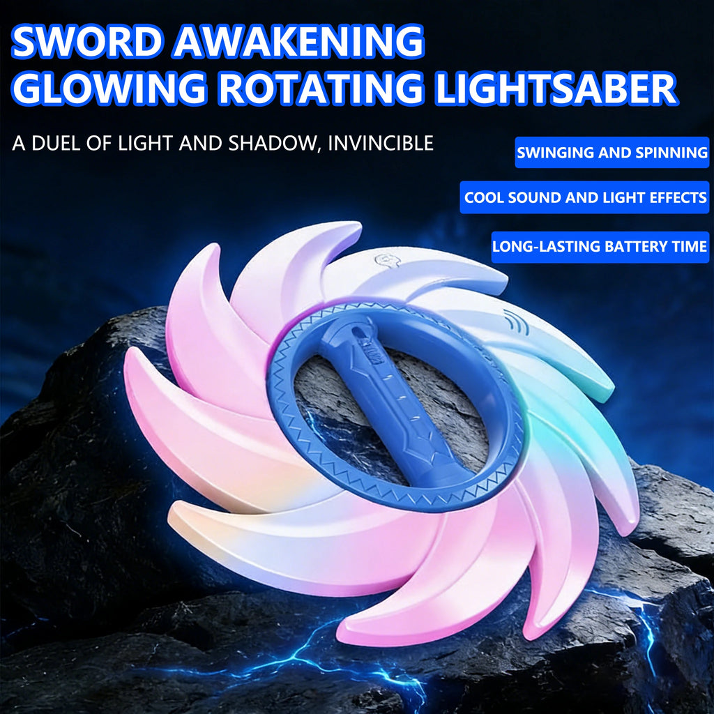 Glowing Rotating Lightsaber, Swinging and Spinning Light Saber with Cool Sound & Light Effects, Rechargeable Spinner Toy by Trenches of Mariana