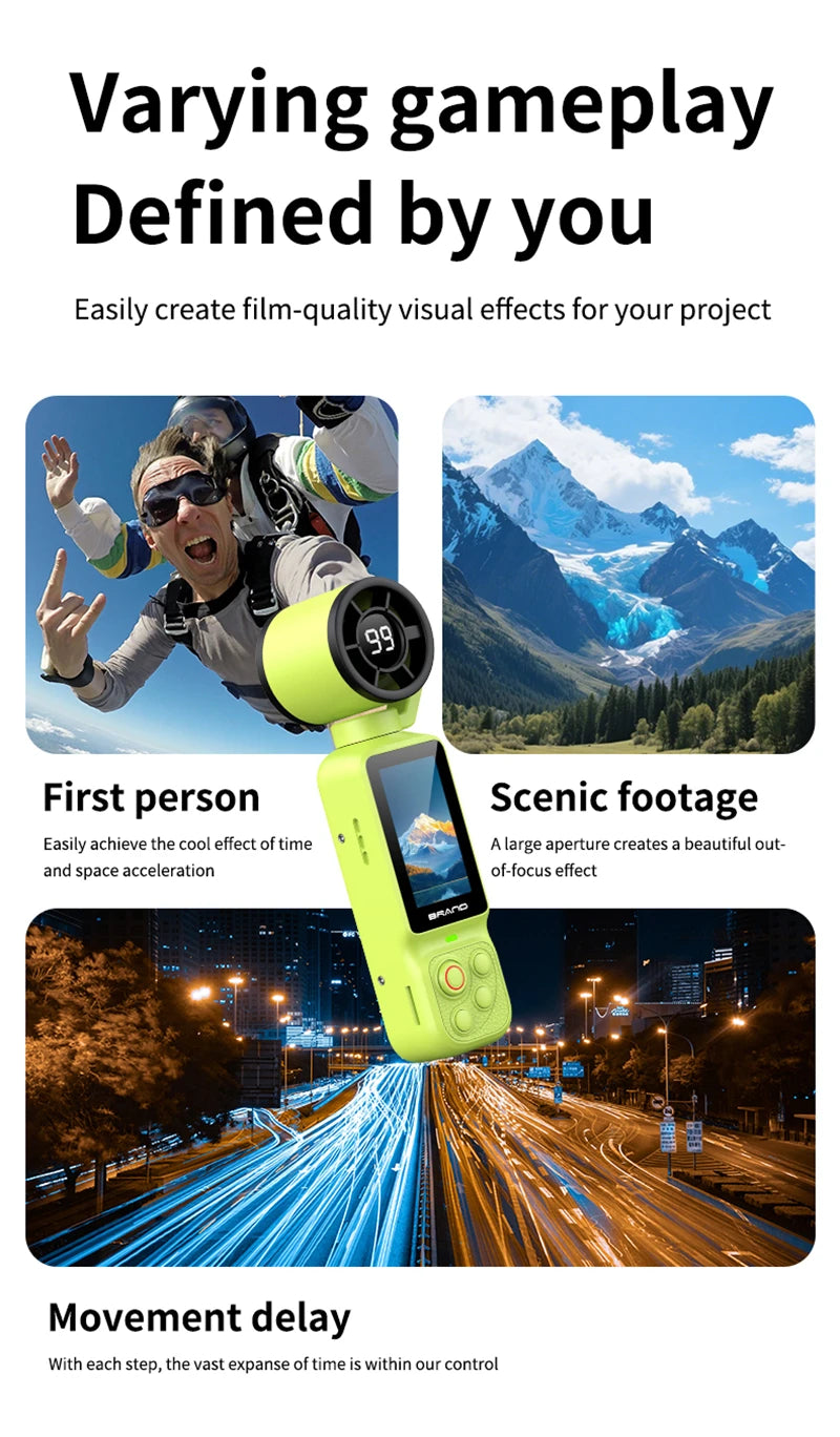 Lenovo Handheld Fan Gimbal Camera 2-in-1 With Power Display, Anti Shake Recording Lens Rotatable Handheld Gimbal Pocket Camera