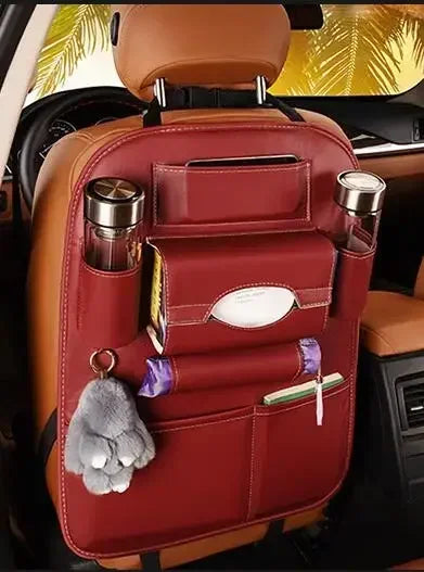 Leather Car Seat Back Organizer Multi-Pocket Storage