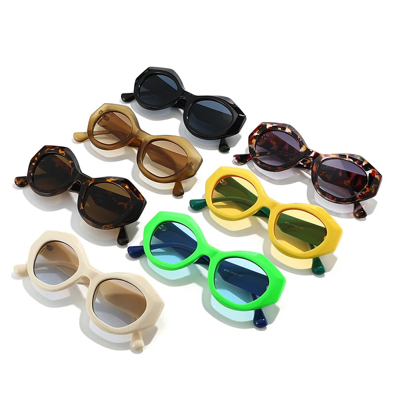 SO&EI New Polygon Cat Eye Sunglasses Men Gradient Shades UV400 Vintage Yellow Blue Women Sun Glasses by Trenches of Mariana