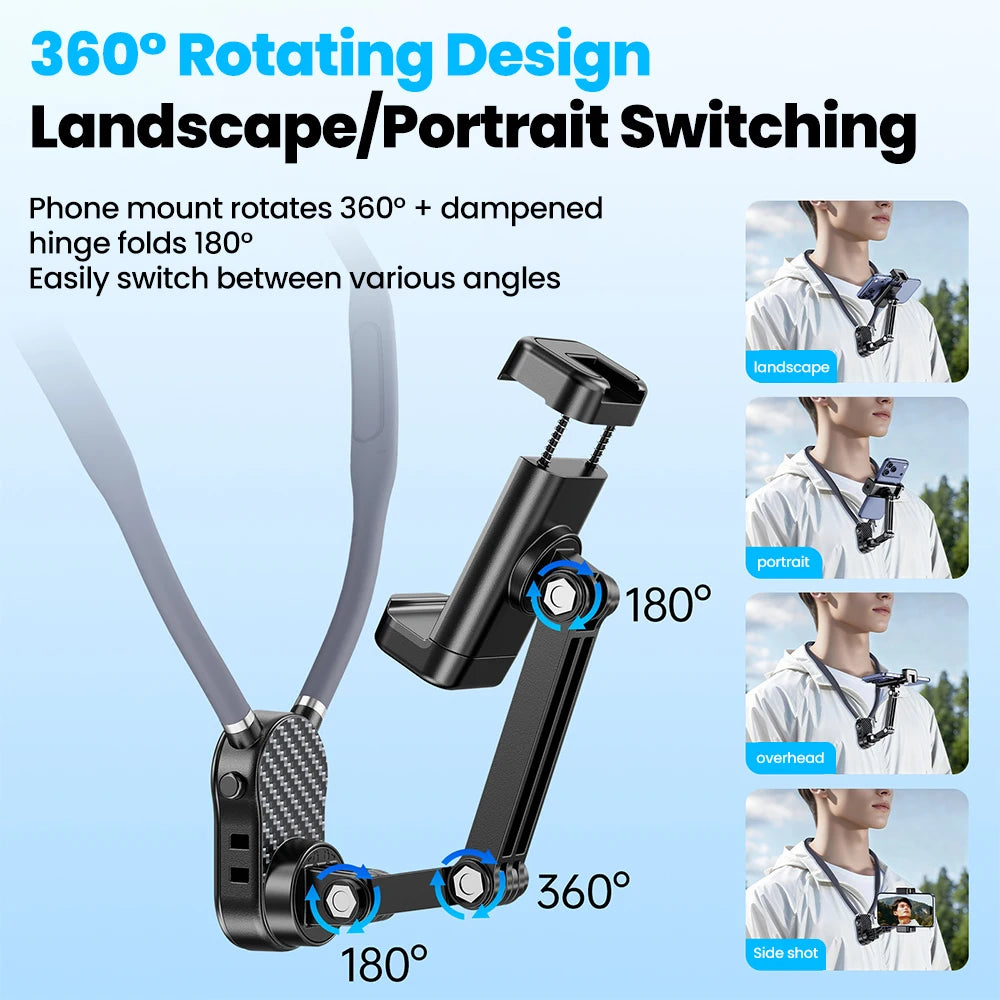 Neck Hanging Phone Holder First Person Perspective Shooting of Self Media Live Streaming Action Camera Magnetic 360 Rotate Stand
