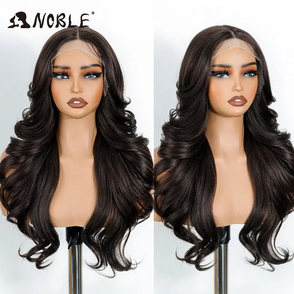 Noble Wig Synthetic Lace Front Wigs For Women Wigs Body Wave Lace Front Brown Blonde Wigs 24Inch Cosplay Lace Front Black Wig by Trenches of Mariana