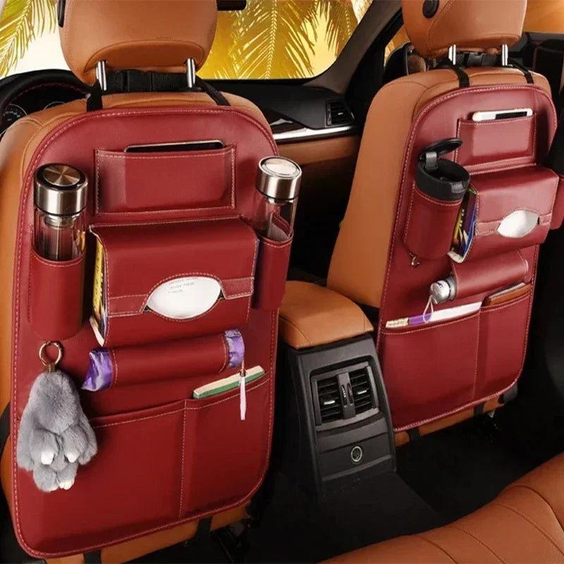 Leather Car Seat Back Organizer Multi-Pocket Storage
