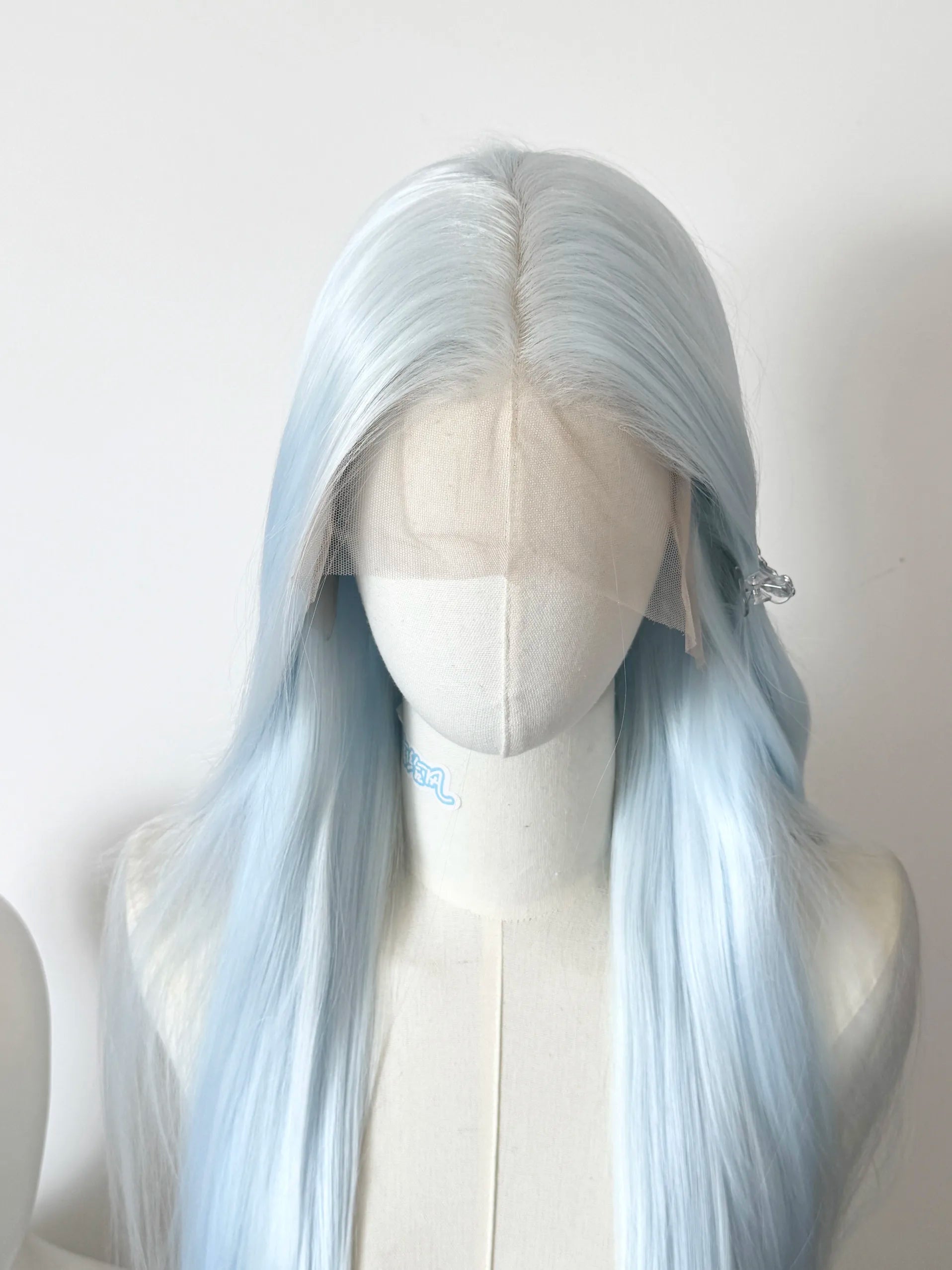 White Blue Lace Front Wig 13x4 HD 26inch Long Straight Synthetic