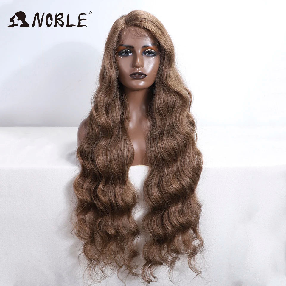 Noble Synthetic Lace Front Wig Long Wavy Side Part Body Wavy Lace Front Wig For Women Lace Front Wig Ombre Blonde Cosplay Wig by Trenches of Mariana