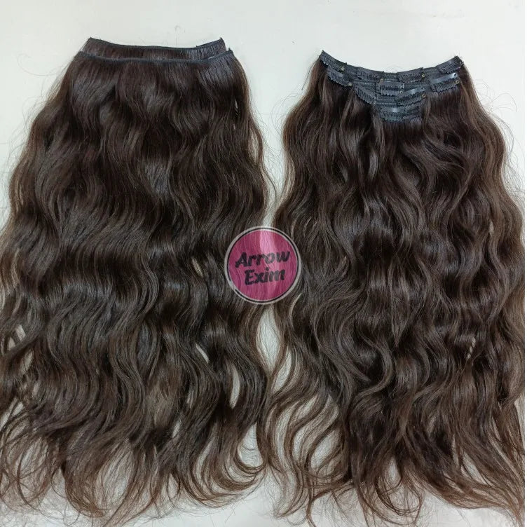 Arrow Exim Wavy Clip In Human Hair Extensions Indian Remy Double Weft Full Ends