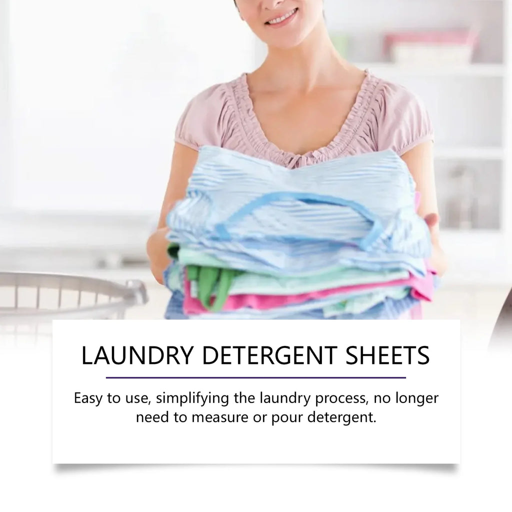 Eco-friendly laundry detergent sheets by Trenches of Mariana for sensitive skin, compact and long-lasting with a fresh scent.