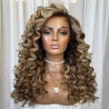 Lace Front Deep Curly Synthetic Wig for Women Dark Brown Glueless Lace Wig Heat Resistant Fiber Pre Plucked Hairline Party Daily