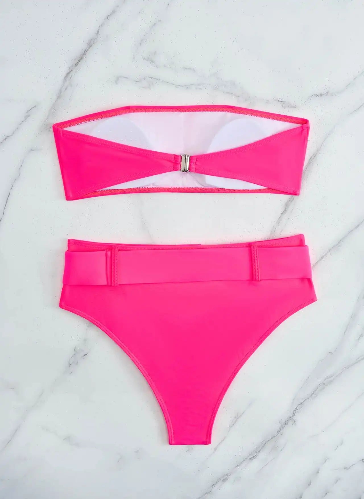 Neon Yellow High Waist Bikini 2026 New Belt Women Sexy Two Piece Swimsuit Push Up