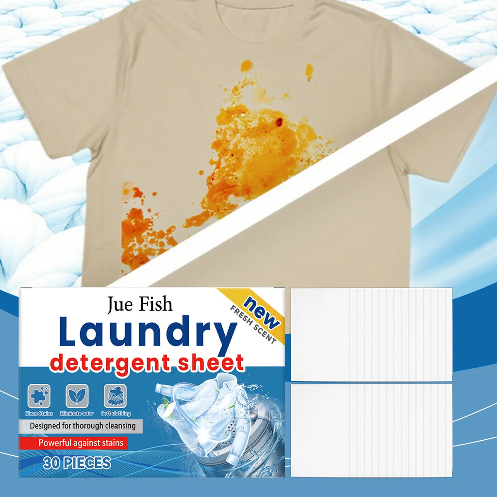 Jue Fish Laundry Detergent 30-piece pack by Trenches of Mariana, gentle on skin with powerful stain removal for everyday laundry.