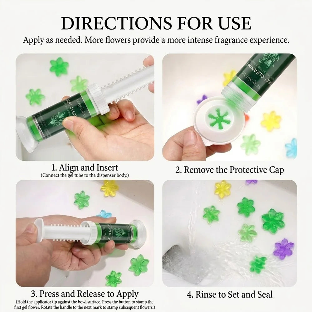 Trenches of Mariana SERVAVEXA 5-piece toilet cleaning gel kit with aromatic flower scent, featuring cleaner, deodorizer, and stain remover.