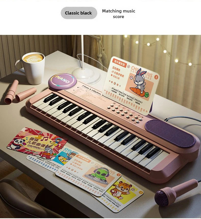 Kids Electric Piano 37 Baby Keyboard with Microphone Singing Songs Development Educational Toy Musical Instrument Games Children by Trenches of Mariana