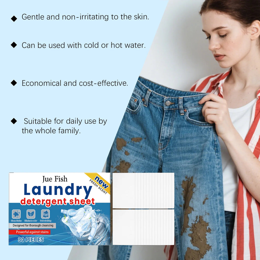 Jue Fish Laundry Detergent by Trenches of Mariana, 30 pieces, gentle on skin, effective stain removal for daily laundry.