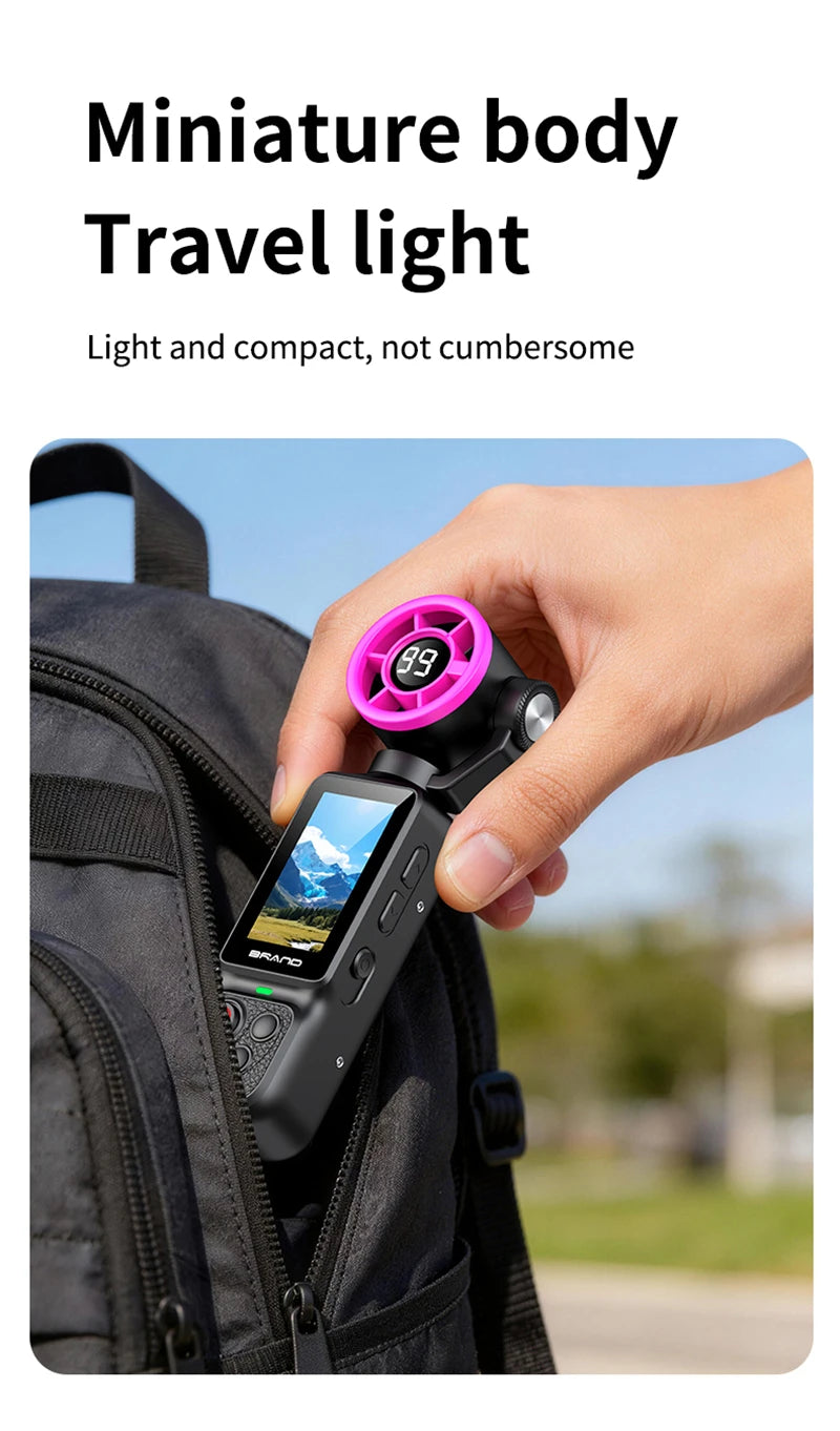 Lenovo Handheld Fan Gimbal Camera 2-in-1 With Power Display, Anti Shake Recording Lens Rotatable Handheld Gimbal Pocket Camera