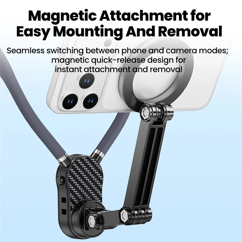 Neck Hanging Phone Holder First Person Perspective Shooting of Self Media Live Streaming Action Camera Magnetic 360 Rotate Stand